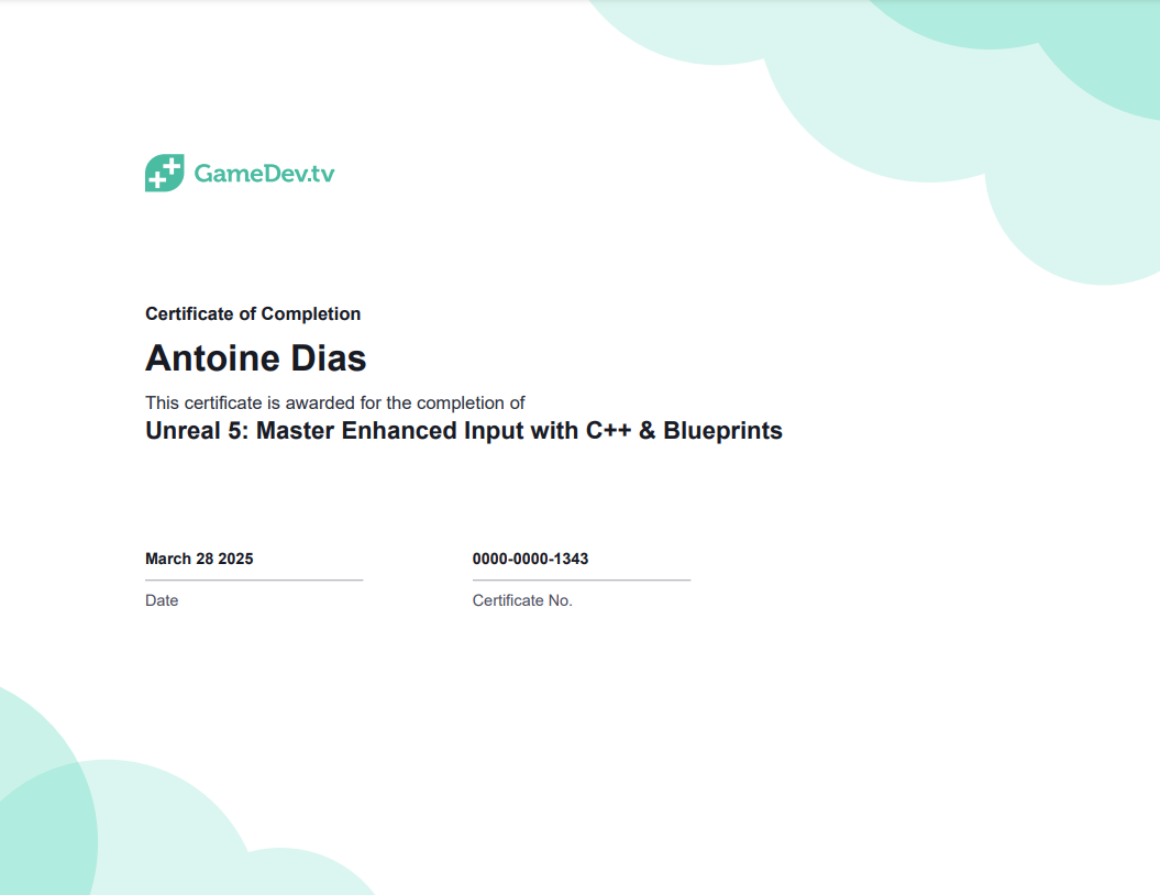 Certification Gamedev.tv